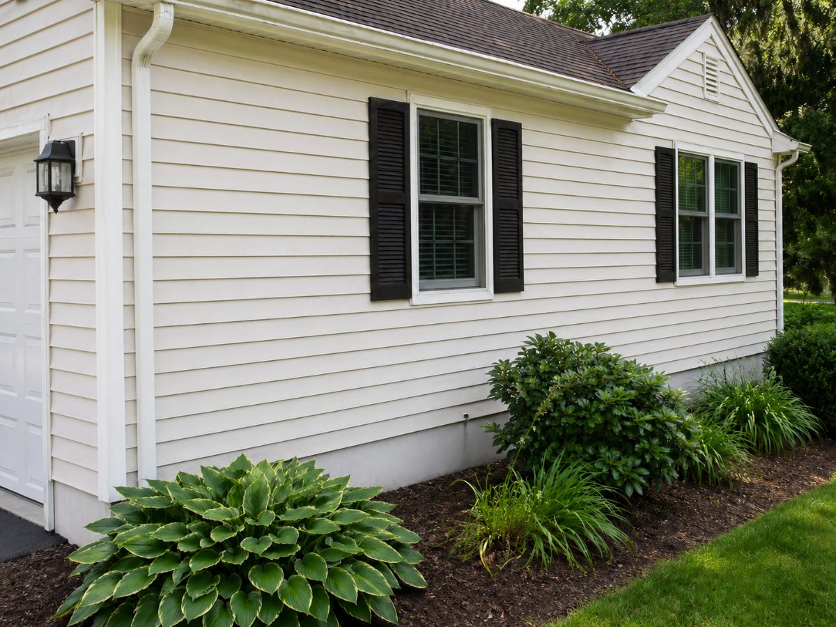 House siding after soft wash — clean and bright