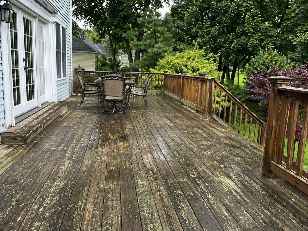 Concrete driveway before cleaning — stained and discolored